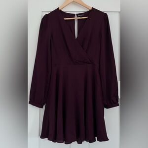 Express Maroon Long Sleeve Dress
